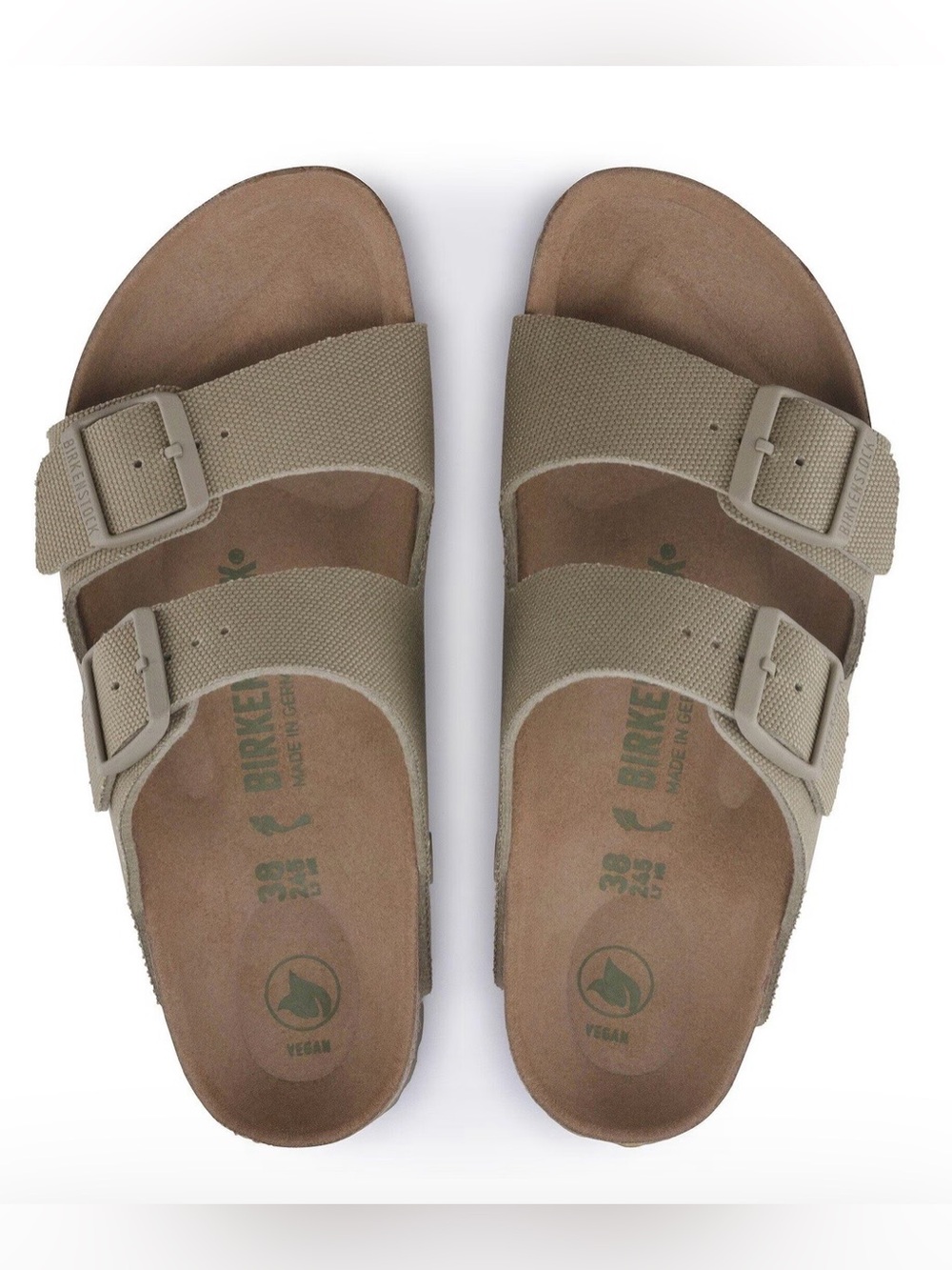 Birkenstock 💅🌴 Faded Khaki Arizona Textile Canvas Vegan Sandals Size 8 8.5 39 - Picture 10 of 12